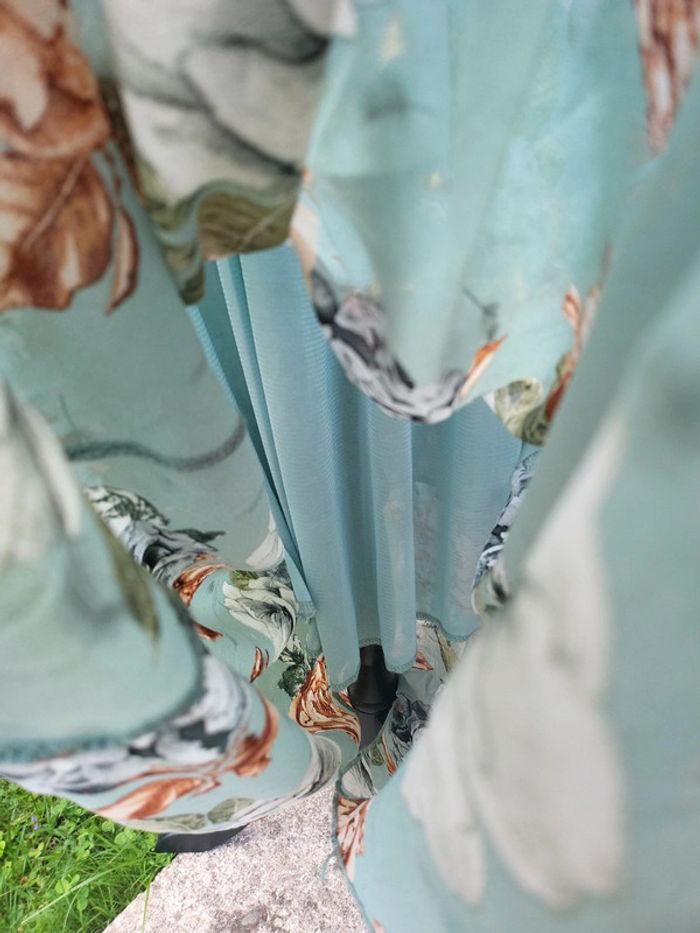 Robe fluide légère floral dorée mariage témoin M L - photo numéro 5