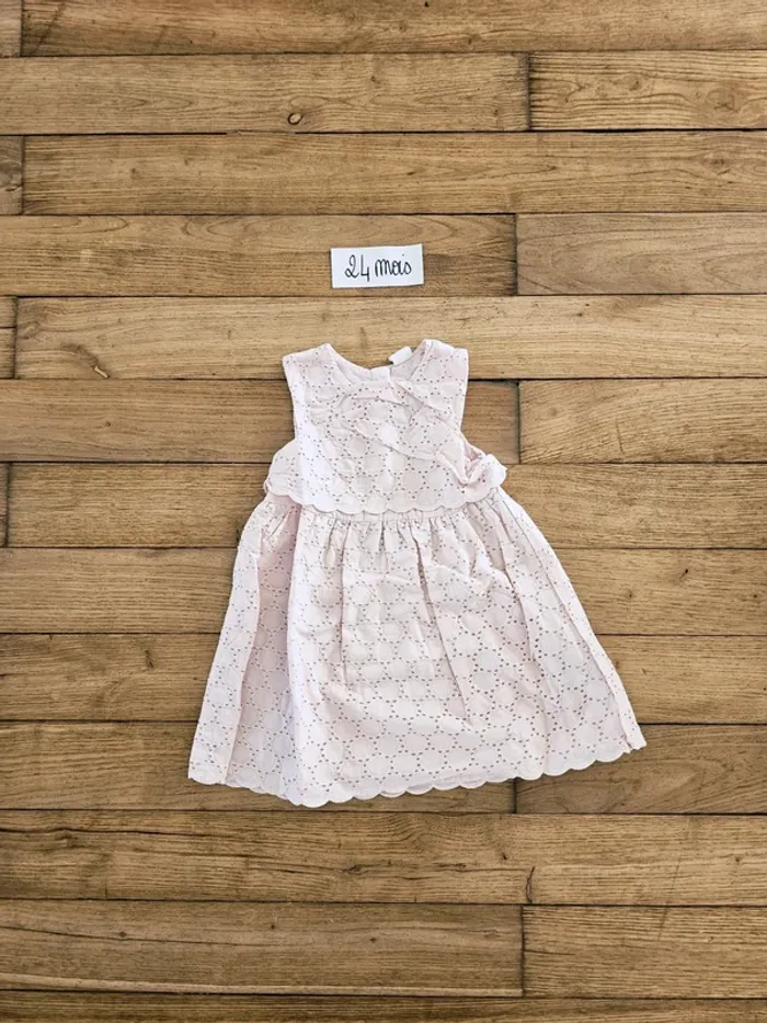 Robe manches courtes rose poudré clair bébé fille 2 ans 24 mois