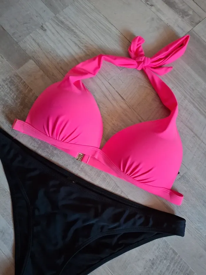 Maillot 2pces rose et noir - photo numéro 2