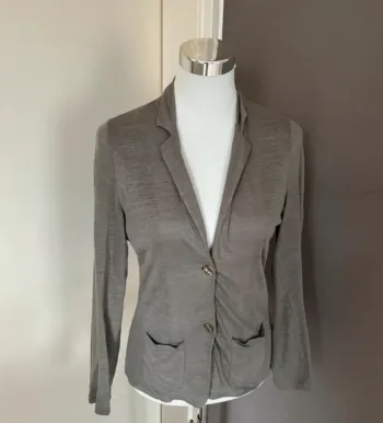 Majestic filature, veste blazer en lin femme, taille 3/40 kaki vert