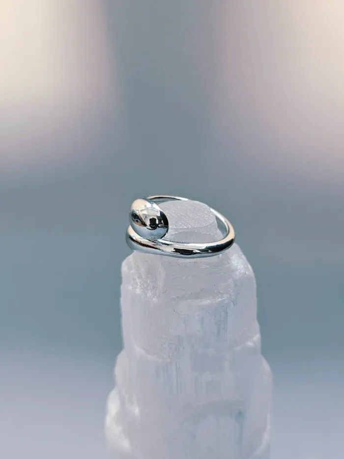 Bague acier inoxydable design organique ajustable - photo numéro 2