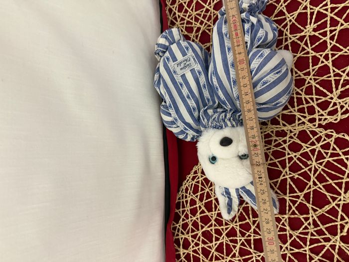 Doudou lapin blanc rayé bleu TARTINE ET CHOCOLAT - photo numéro 3