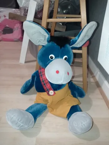 Grande peluche âne bleu tout doux