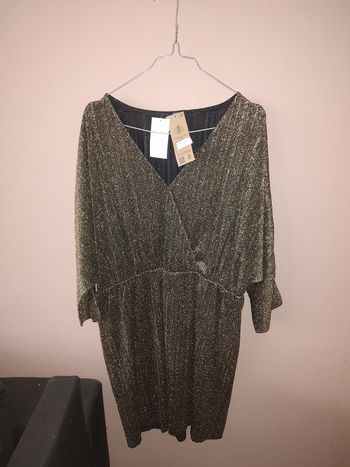 ✨ Robe noire à paillettes dorées – Kiabi – Taille L – NEUVE ✨