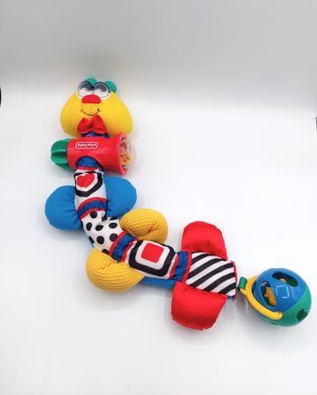 Peluche ancien doudou chenille FISHER PRICE 1998 vintage activités éveil