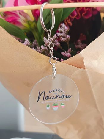 Porte clé acrylique merci nounou