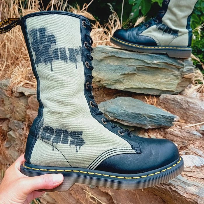 Dr. Martens cuir et toile beige modèle rare 42 - photo numéro 2