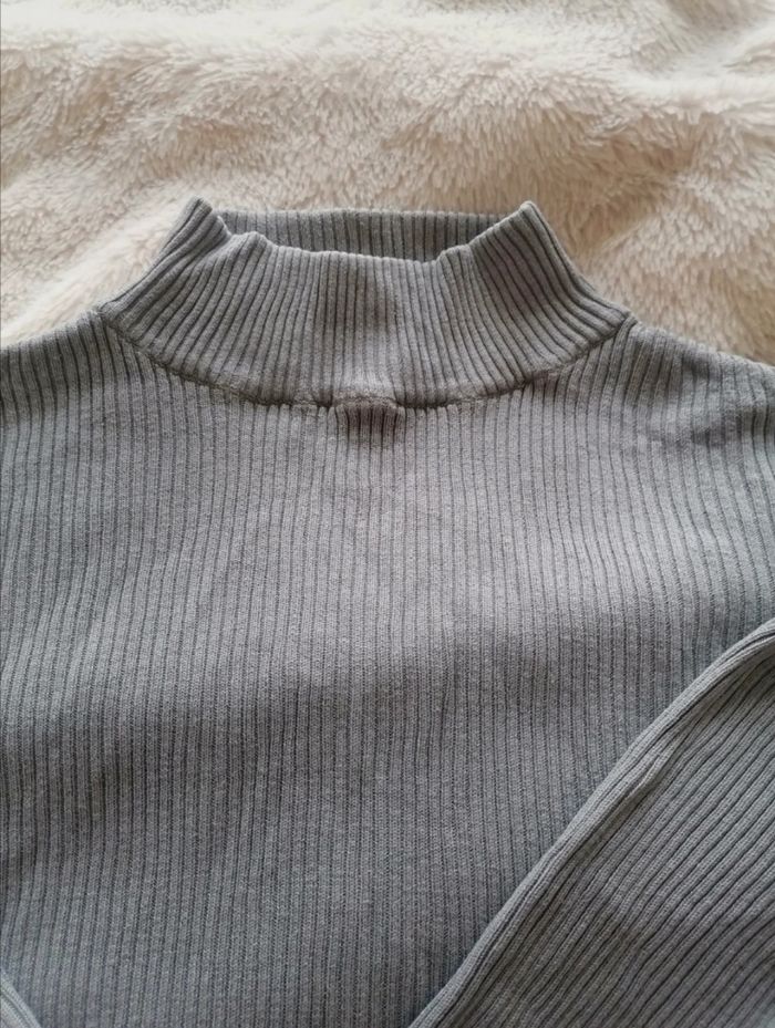 Pull gris col roulé - photo numéro 2