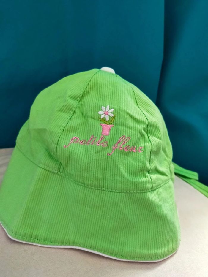 Casquette verte Petite fleur – Taille 49 cm – 100% coton - photo numéro 6