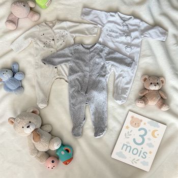 Lot de 3pyjamas croisés épais mixtes - T3mois - marques diverses 