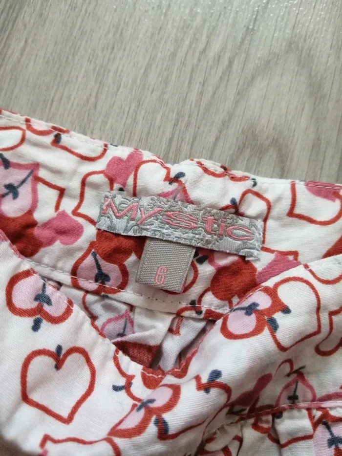 Jupe blanche à motifs coeurs rouges et roses avec poches / mystic/ (6ans) - photo numéro 3