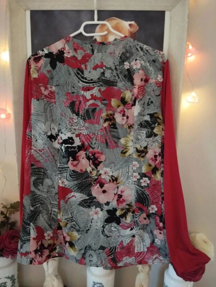 🌹 Blouse Fleurie Bi-Matière & Sequins Jac-Jac T42/44🌹 - photo numéro 17