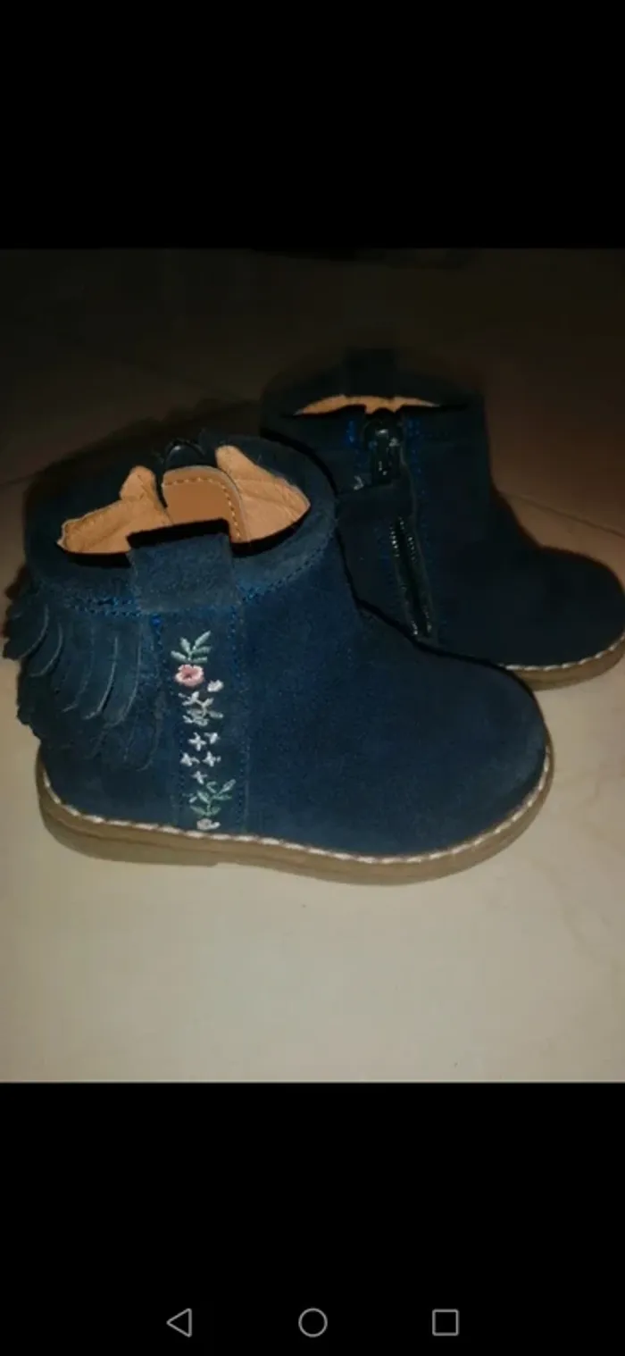 Bottines bleues fille vertbaudet avec motif fleurs