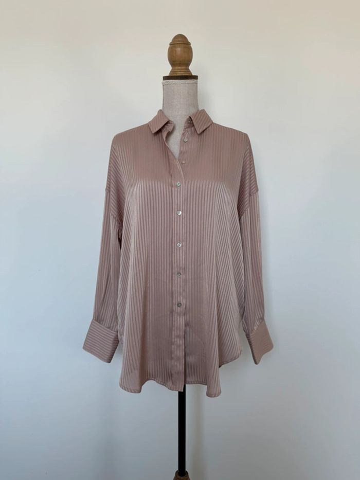 Chemise Zara M camisa satin blouse fluide Camicia Overhemd folder Blusa Camicetta Raso rose