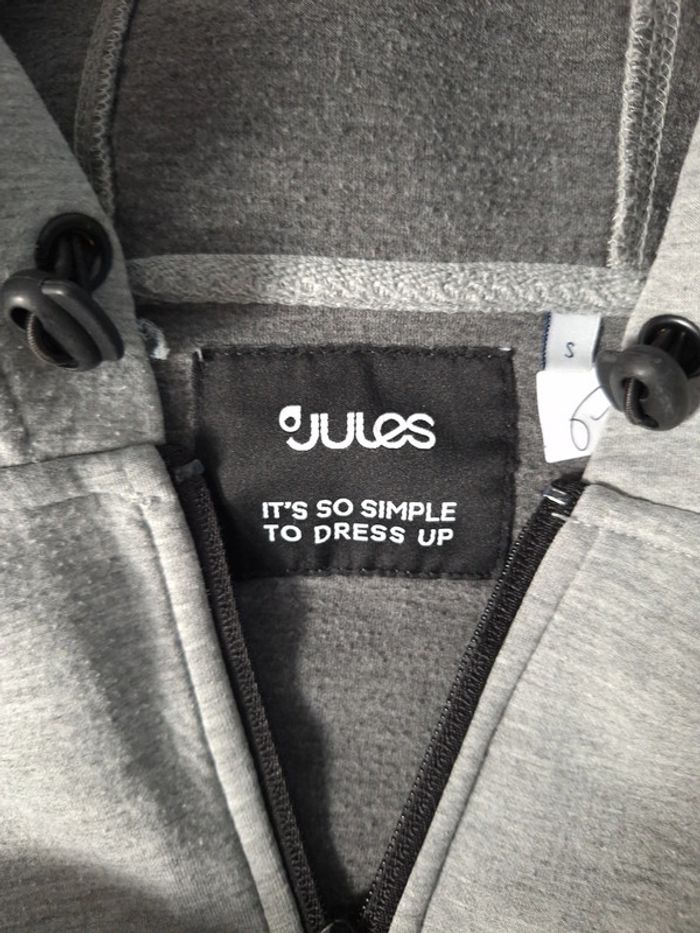 sweat a capuche / hoodie full zip Jules grise homme - taille S ( 61) - photo numéro 8
