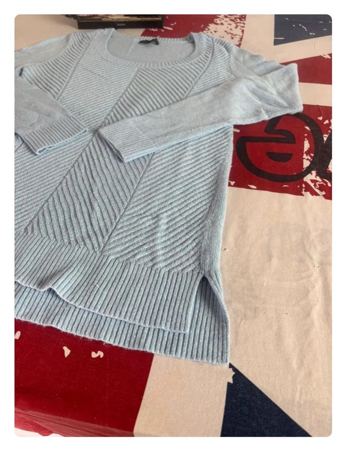 Pull Torsadé col bateau bleu clair Tommy Hilfiger taille M - photo numéro 6