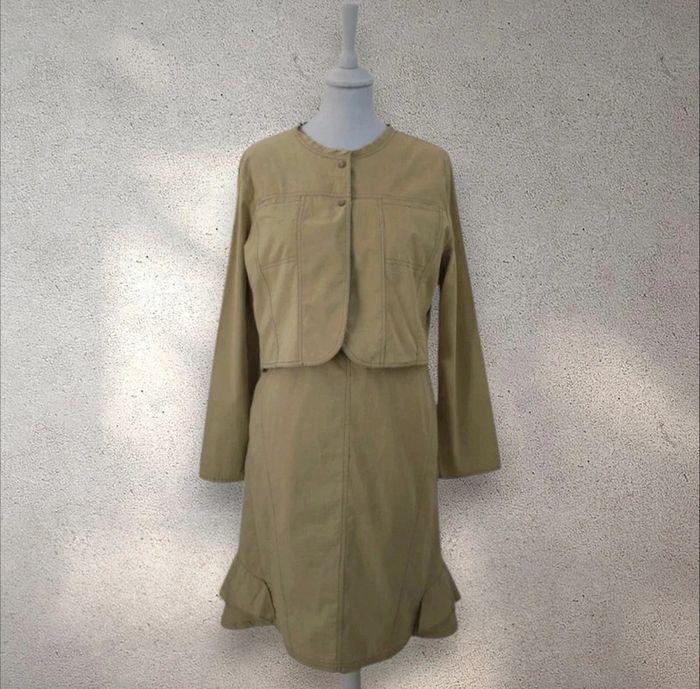 Ensemble tailleur jupe et veste 100 % coton taille 40 - photo numéro 2
