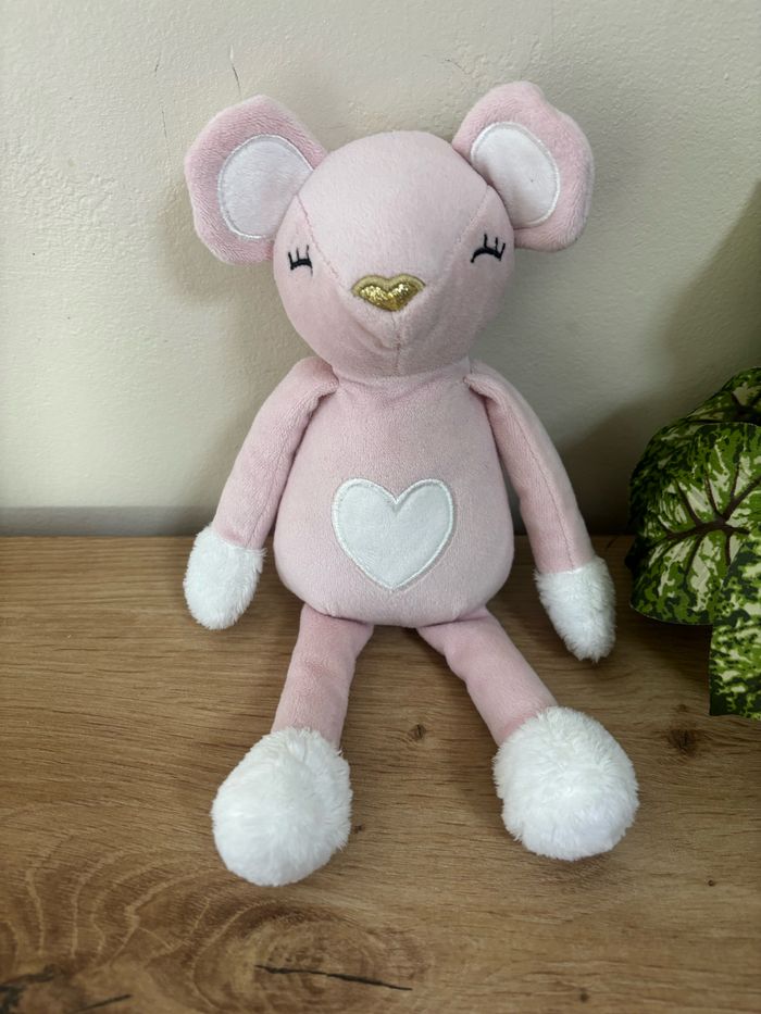 Doudou souris rose cœur blanc atmosphera - photo numéro 2