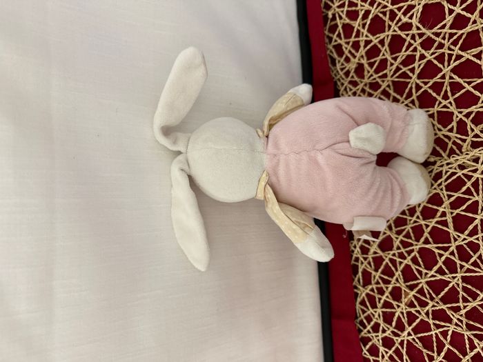 Doudou Lapin Blanc Rose Saumon Cœur dodie - photo numéro 2