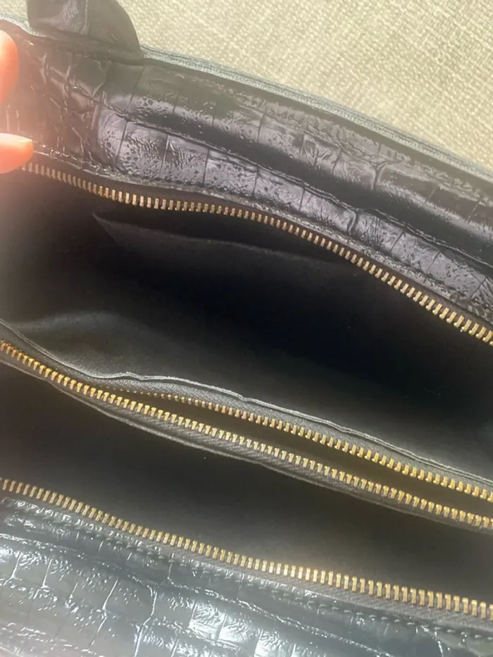 Sac à main vintage cuir noir Triangle de Penrose - photo numéro 6