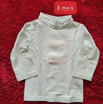 Sous-pull vert d'eau Kiabi "Hi It's Winter" - 6 mois