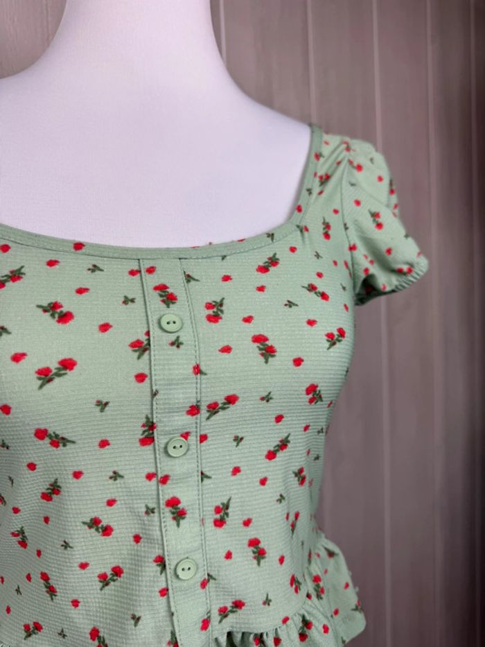 Top à fleurs vert clair Primark taille XS - photo numéro 3