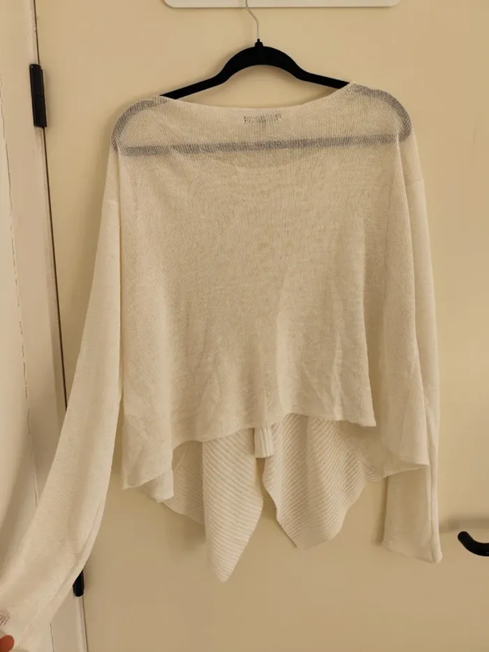 Superbe pull en lin Sarah Pacini blanc asymétrique taille unique - photo numéro 8