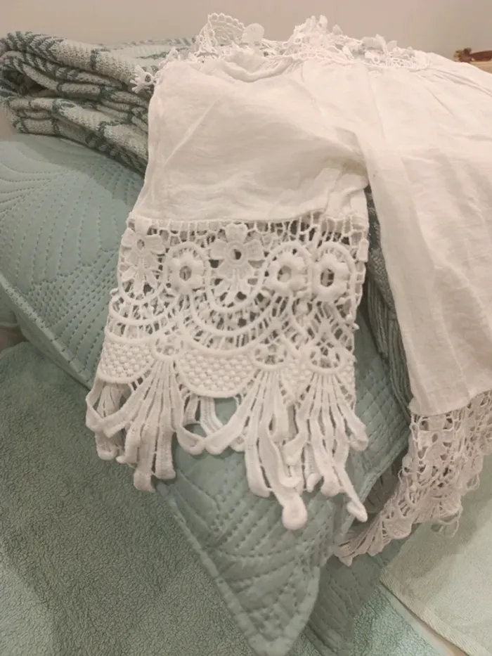 Haut épaules dénudées blanc, avec dentelle, t unique - photo numéro 9