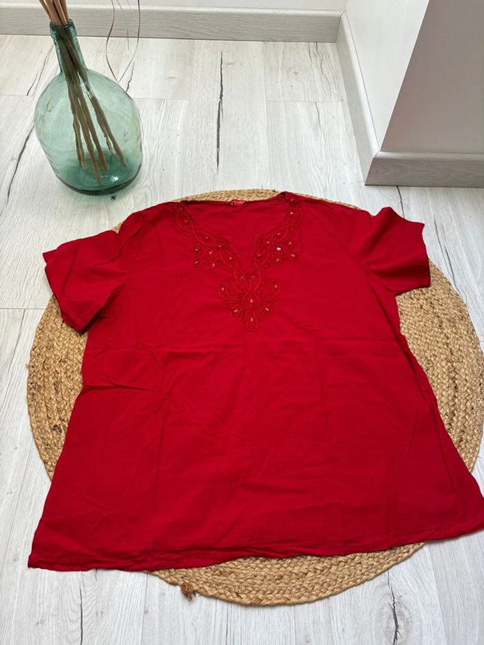 T shirt perle rouge