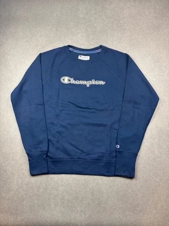 Pull sweat col rond champion bleu logo blanc brodé taille M