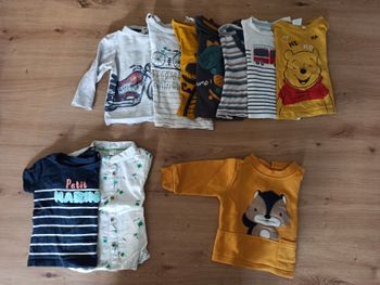 Lot 6 mois tee-shirts manches longues, manches courtes et pull