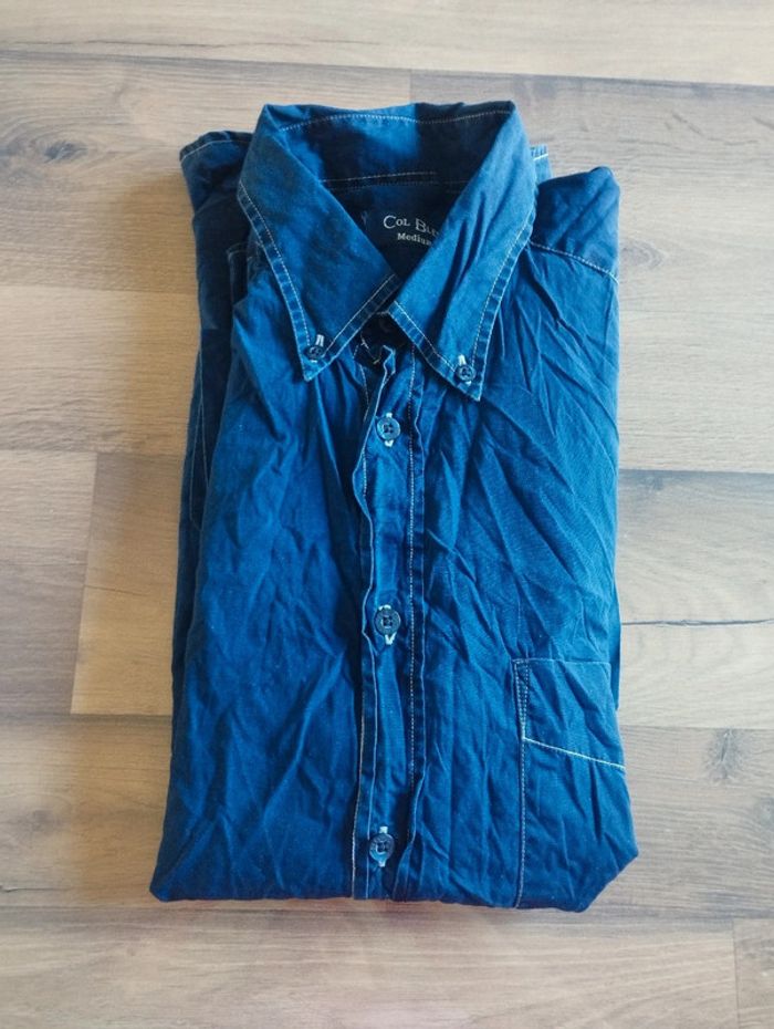 Chemise homme manches courtes Col bleu