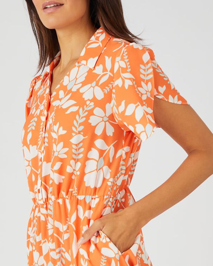 Robe crêpe reliéfé orange fleuri DAMART - taille 46 - couleur orange fleuri - photo numéro 5