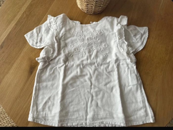 Blouse coton t-shirt blanc Zara baby girl 2/3 ans