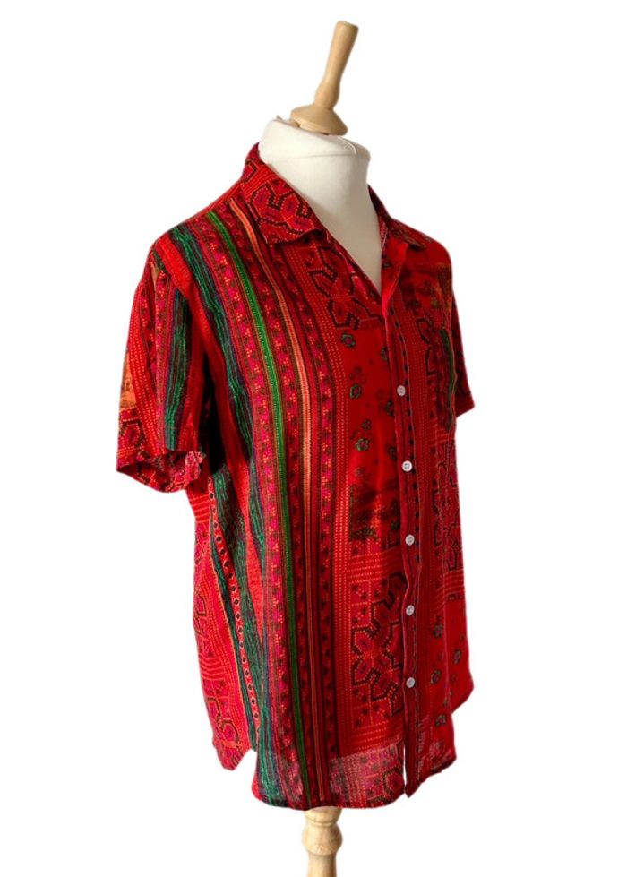 🌿🍓Chemise homme vintage estivale style ethnique indien hippie boho ethnic floral shirt🍓🌿 - photo numéro 5
