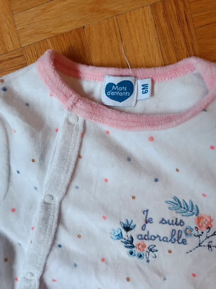 Pyjama velours Mots d'enfants 6 mois - photo numéro 2