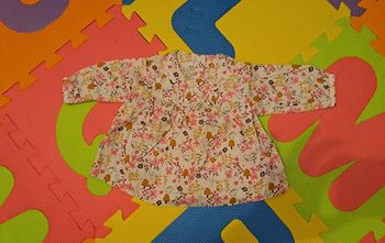 T-shirt blouse manches longues blanc lapin, taille 1 mois (54 cm)