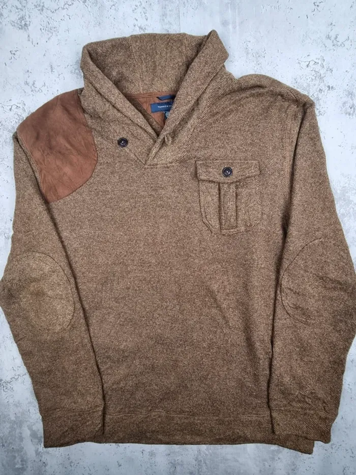 Pull col châle Tommy Hilfiger marron – Taille XXL Hommes (mesures en photos) - photo numéro 3