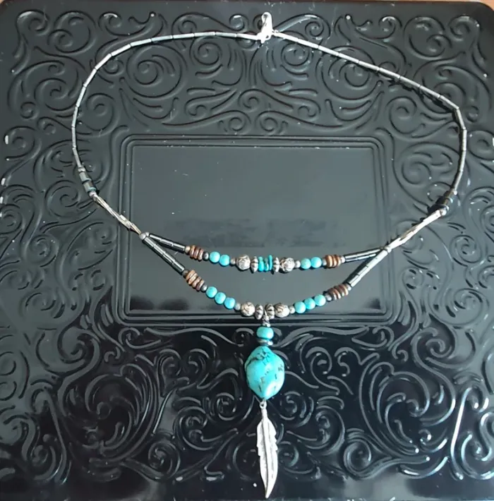 Parure Ethnique pierre turquoise - photo numéro 2