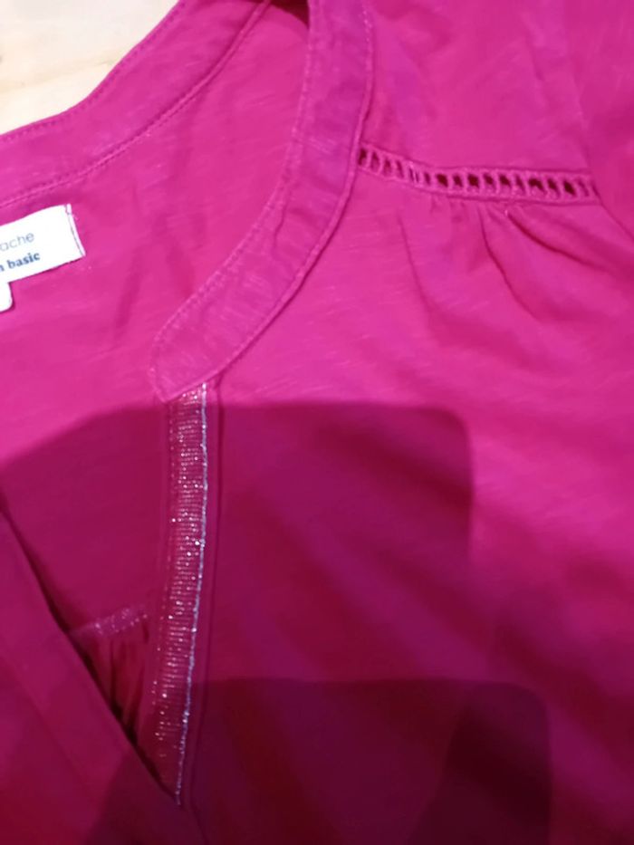 Tee-shirt manches courtes rose fuchsia - photo numéro 2