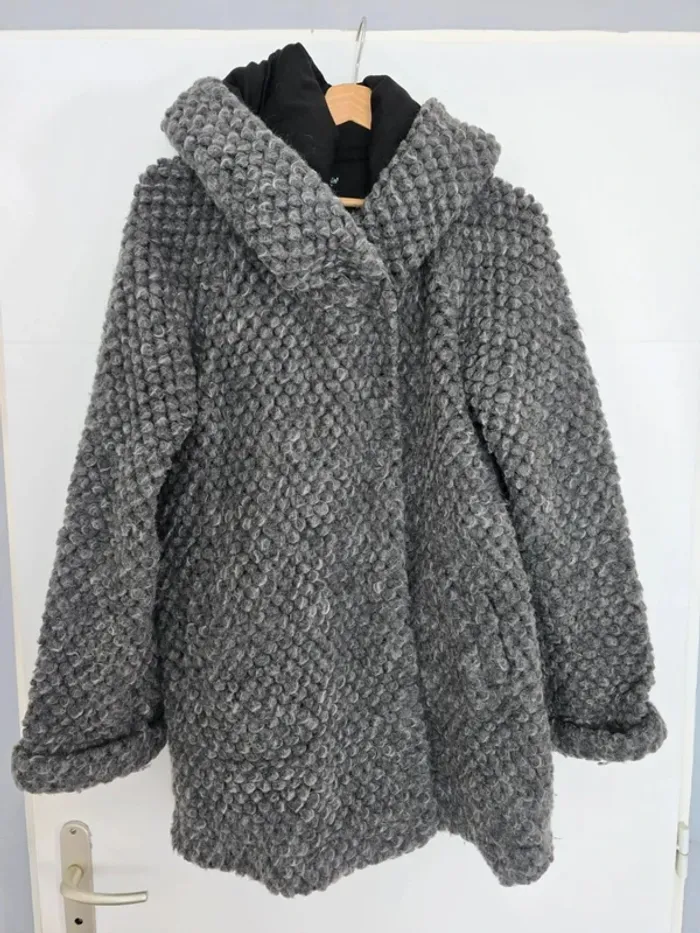 Manteau gris chiné très chaud