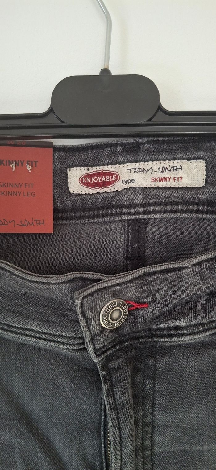 Jean Homme Teddy Smith Flash Skinny Gris Black Used Taille 28 Avec Étiquette Neuf avec Étiquette - photo numéro 3