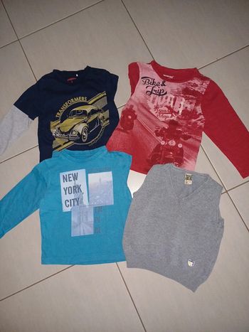 Lot 3 manches longues er 1 pull sans manches 3 ans