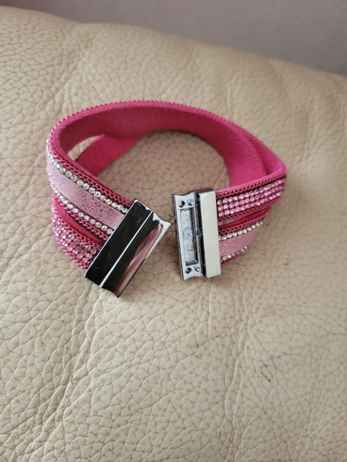 Bracelet rose et strass - photo numéro 4