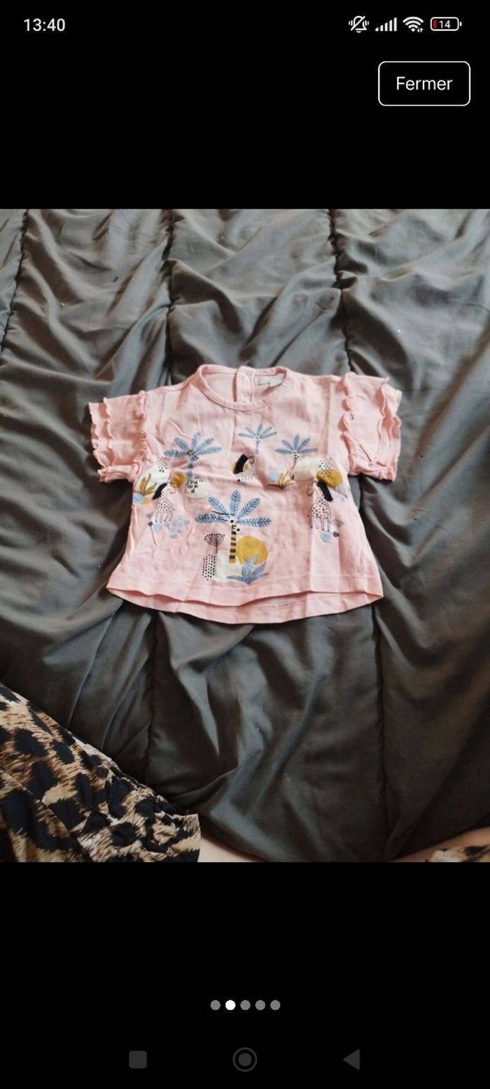 Tee shirt manche courte bébé fille taille 6 mois - photo numéro 2