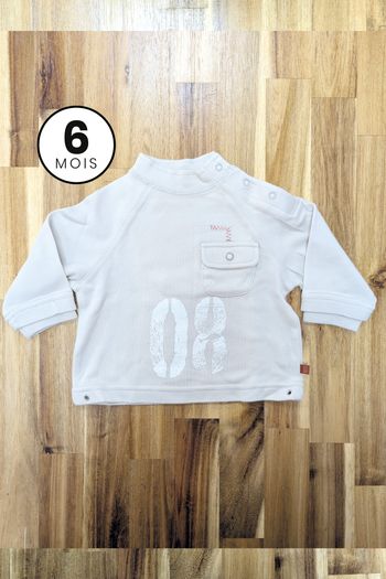 Pull beige avec col - bébé garçon 6 mois