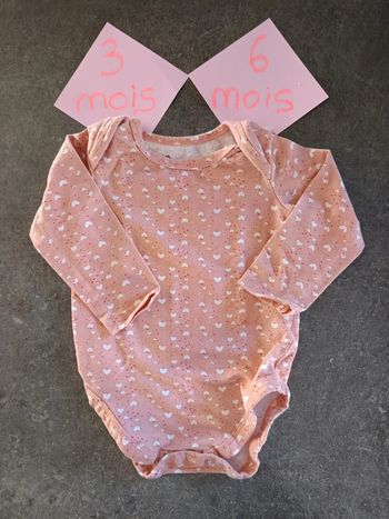 Body rose coeurs 3-6 mois