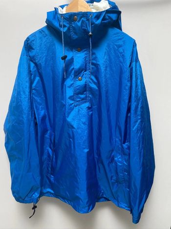 Men’s Vintage L.L. Bean Bright Blue Anorak Poncho Windbreaker Jacket Size L