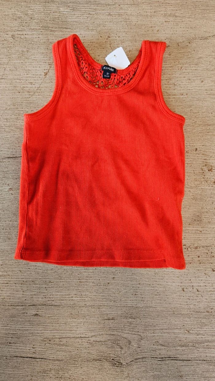 Débardeur rouge cotellé, avec broderie dans le haut dj fos, Kiabi, 3 ans, nickel - photo numéro 2