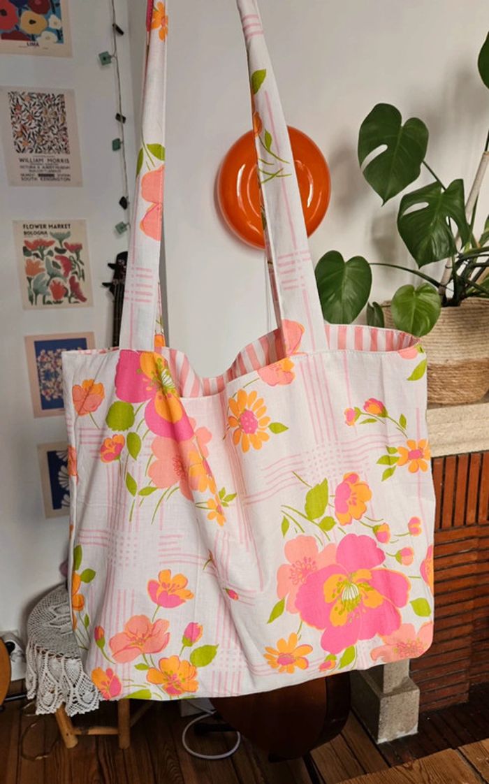 Tote bag fleuri 70's - photo numéro 4